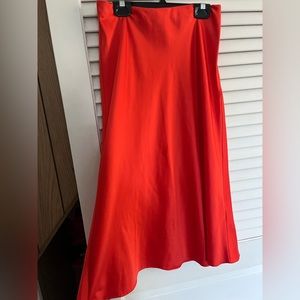 Express silk/satin midi skirt. Hot red. Size Xs. Runs like a small